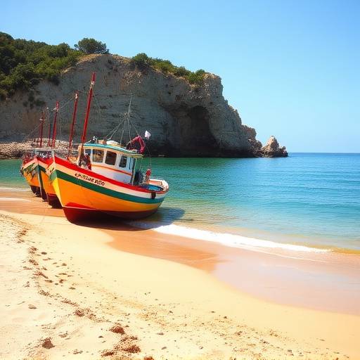 Barcos de pesca tradicionales varados en una playa de arena dorada en la Costa Brava