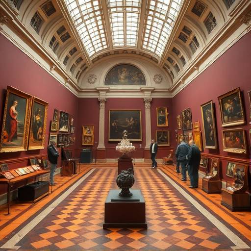 Interior del Museo del Prado con obras de arte expuestas