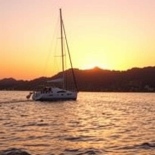 Paseo en velero privado al atardecer frente a la costa de Ibiza